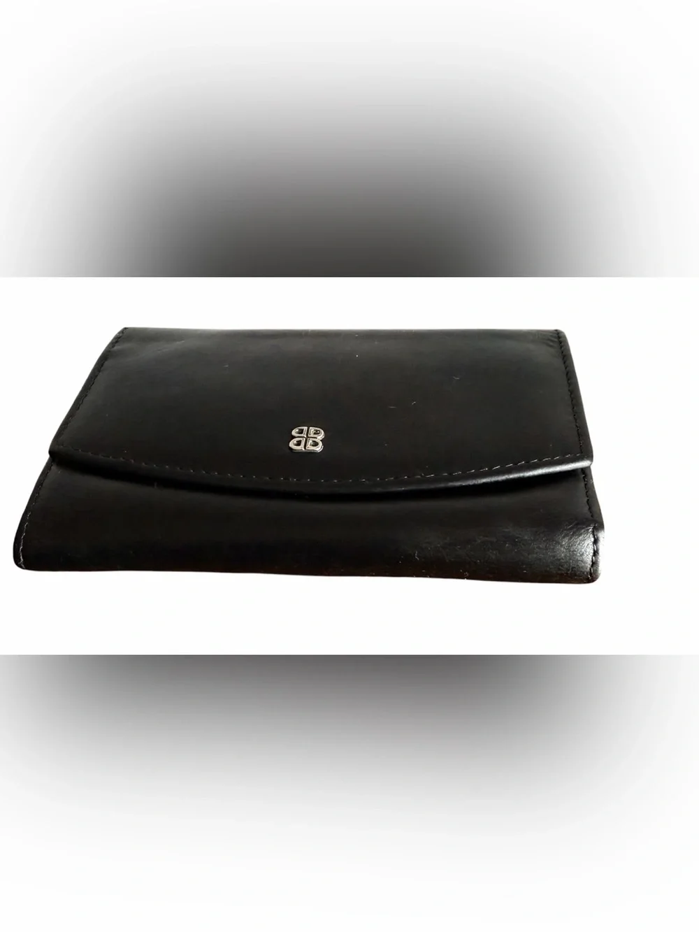 Bosca Black Leather Bifold Wallet with Embossed Logo